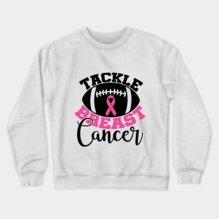 Tackle Breast Cancer Football Sport Awareness Support Pink Ribbon Crewneck Sweatshirt